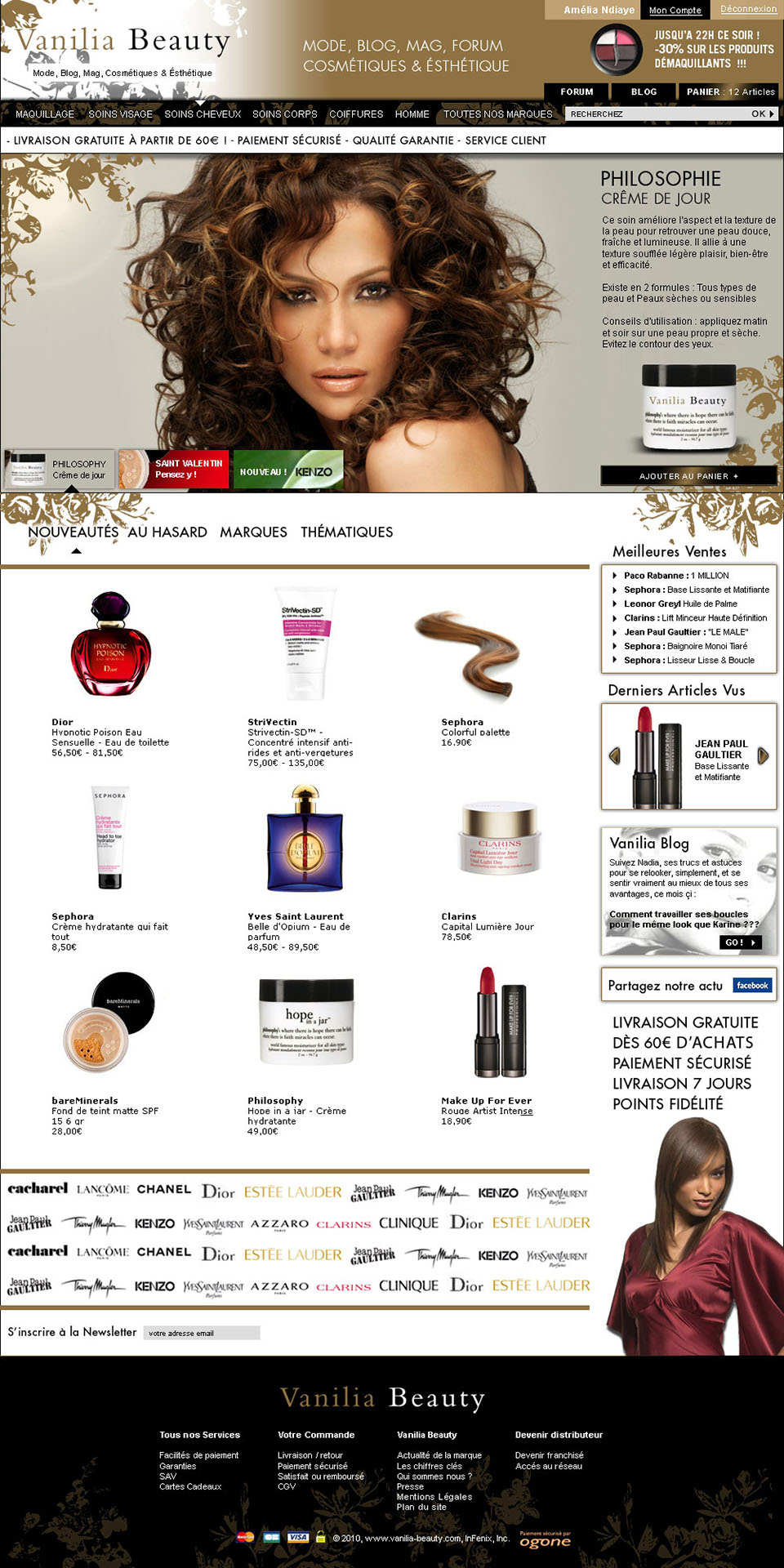 Home page du site www.vaniliabeauty.com
