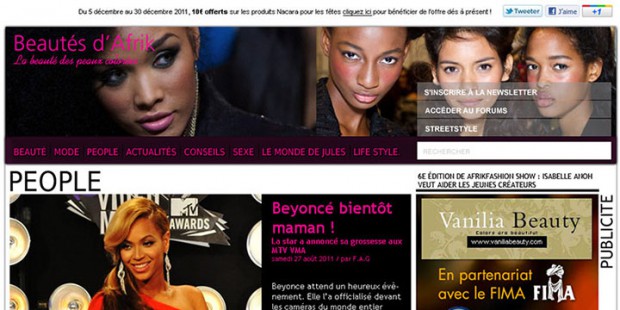 Home page de beauté d'afrik